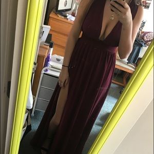 burgundy dress with slit